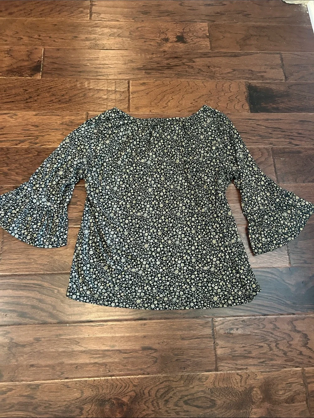 Michael Kors Black Floral Peasant Blouse